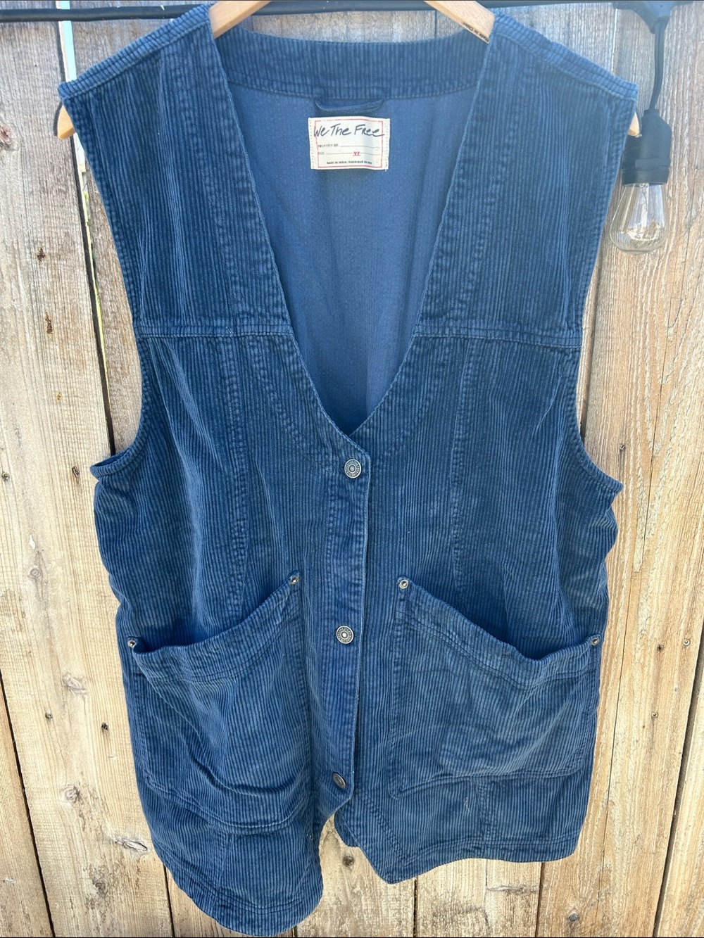 We The Free Navy Corduroy Button-Up Vest